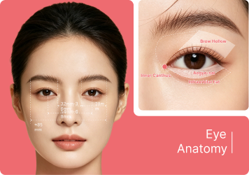 Golden eye aesthetics and eye anatomy diagram