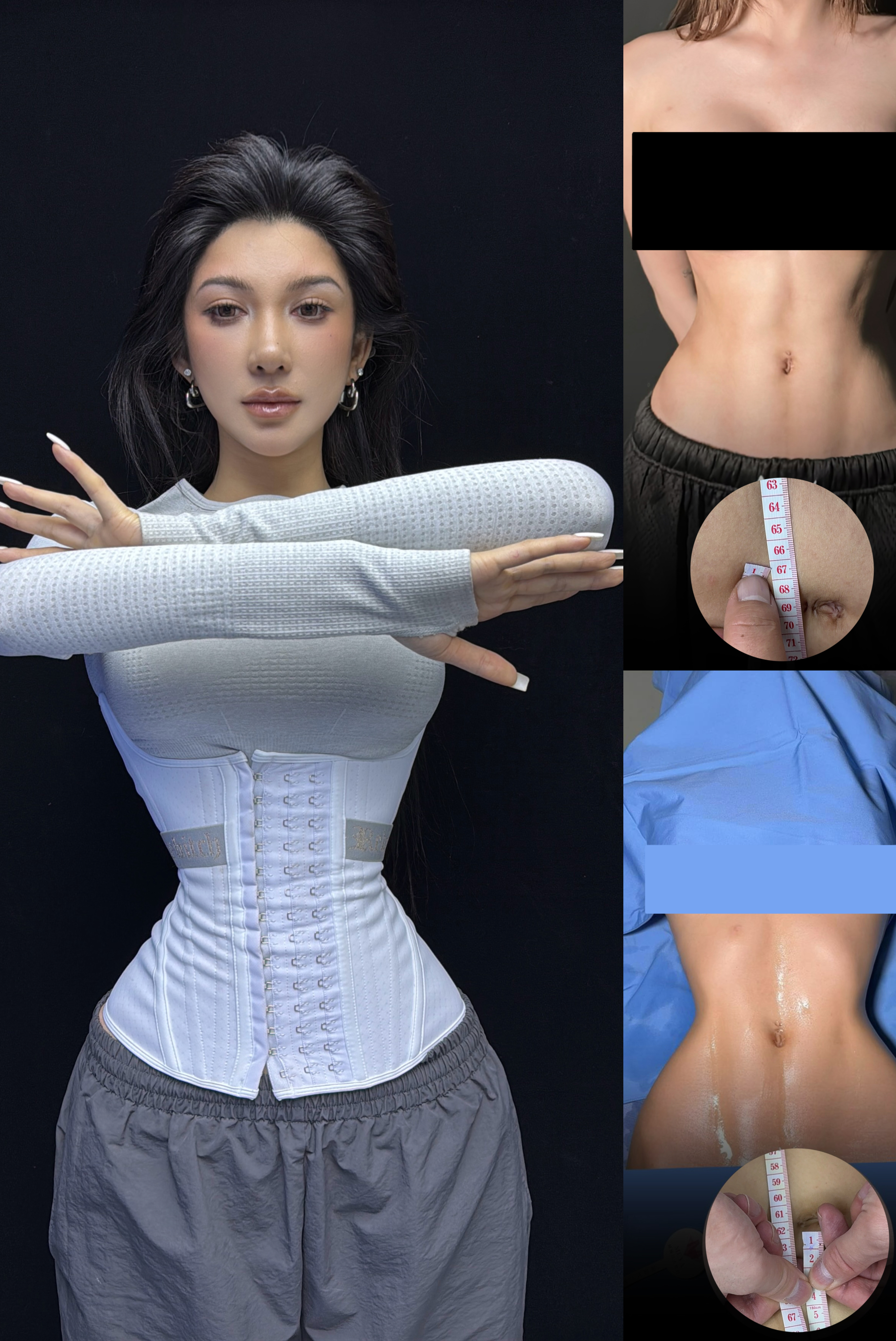 Angled waistline detail collage